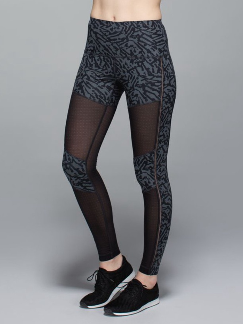 Lululemon Hot To Street Pant Biggie Brushed Animal Coal Black Mesh Leggings Sz 2
